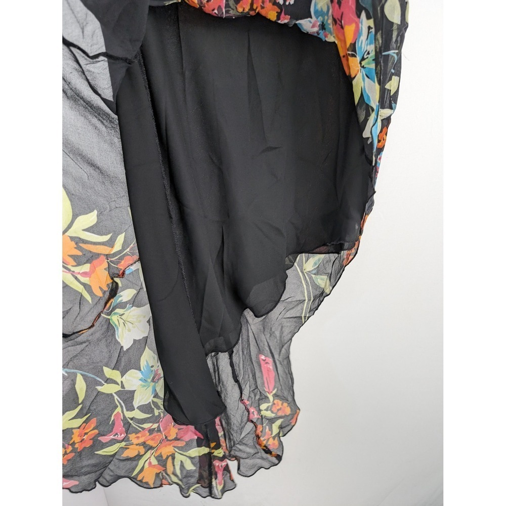Vintage Y2K Cache 100% Silk Floral Asymmetrical Maxi Skirt Fairy Whimsigoth Twee - Picture 6 of 8